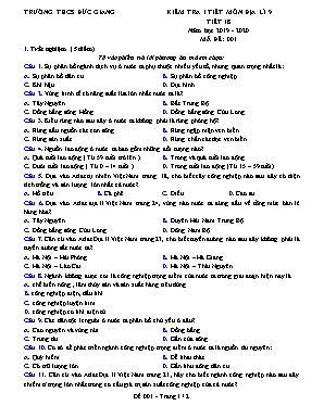Bộ đề kiểm tra 1 tiết môn Địa lý Lớp 9 - Tiết 18 - Năm học 2019-2020 - Trường THCS Đức Giang